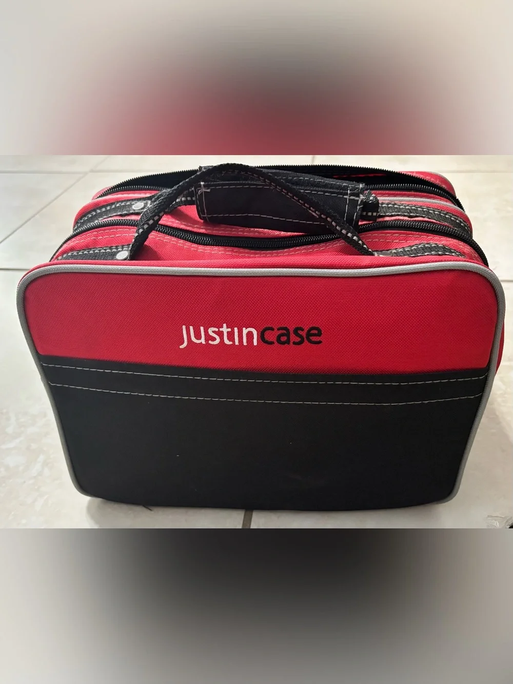 Red and Black Multi-Compartment Storage Organizer Bag